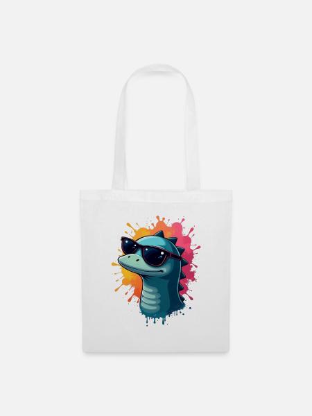 Cool Dino mit Sonnenbrille - Stoffbeutel - Weiß