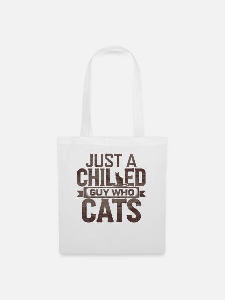 Entspanntes Katzenliebe-Design - Stoffbeutel - Weiß