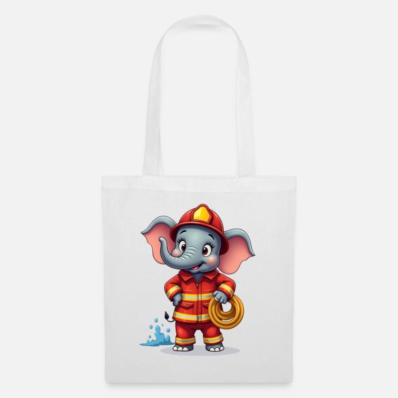 Feuerwehrelefant Kinderdesign - Stoffbeutel - Weiß
