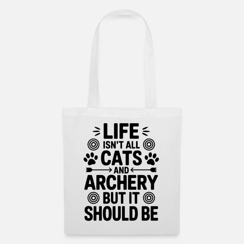 Bogenschießen Spruch Katzen Bogenschießen Geschenk - Stoffbeutel - Weiß