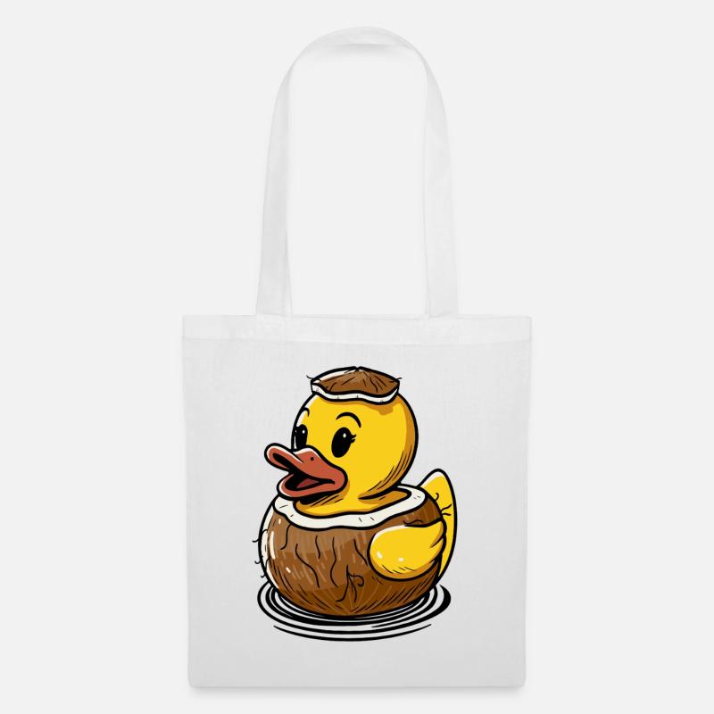 Cute duck in a coconut - Tote Bag - white