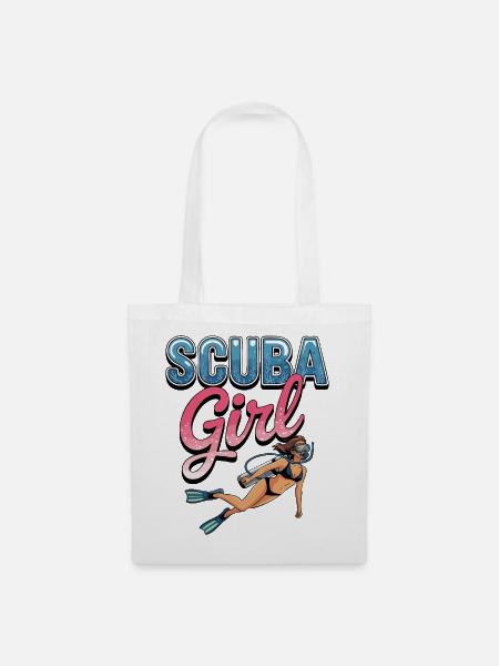 Scuba Girl Tauch-Design - Stoffbeutel - Weiß