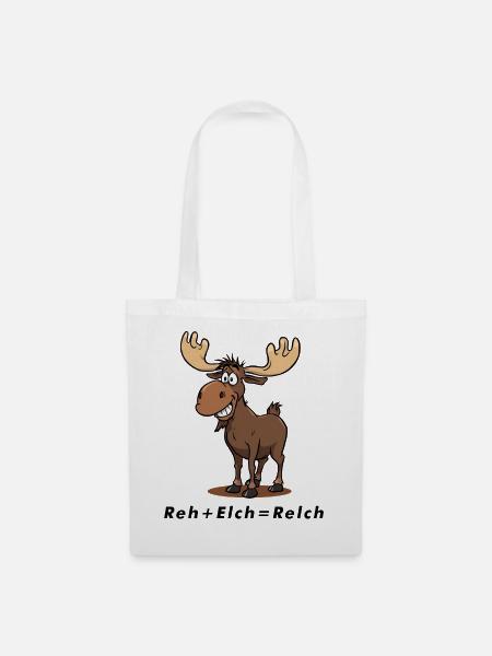 Reh + Elch = Relch - Stoffbeutel - Weiß