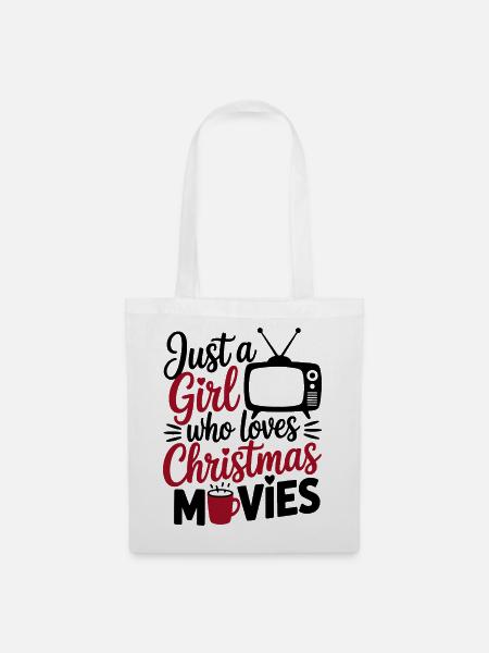 Mädchen Weihnachtsdesign mit Tassenmotiv - Stoffbeutel - Weiß