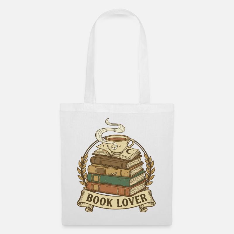 Cozy Book Stack with Steam Cup - Tote Bag - white