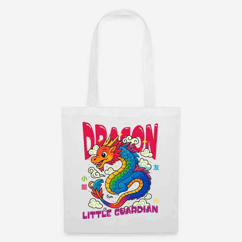 Regenbogen Drache - Kleiner Wächter - Stoffbeutel - Weiß