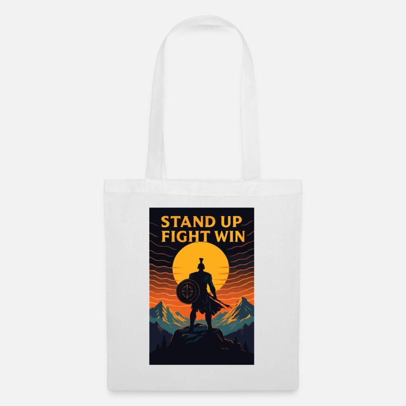 Stand Up Fight Win Warrior - Stoffbeutel - Weiß