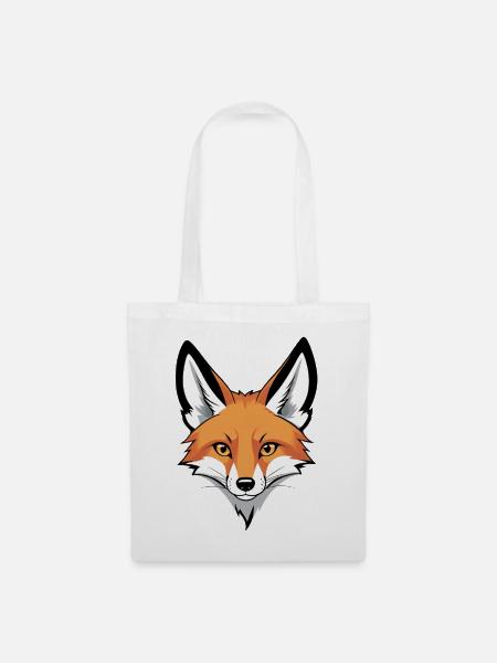 Fuchs Kopf Illustration - Stoffbeutel - Weiß