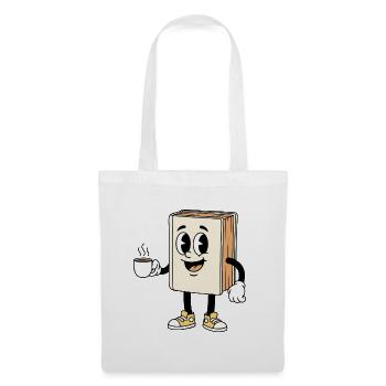 Cartoon Buch Kaffee Liebhaber Lesung - Stoffbeutel - Weiß - Vorne