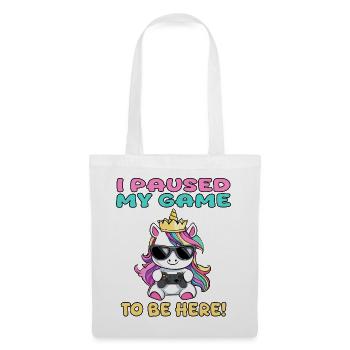 i paused my game to be here - unicorn - Tote Bag - white - Front