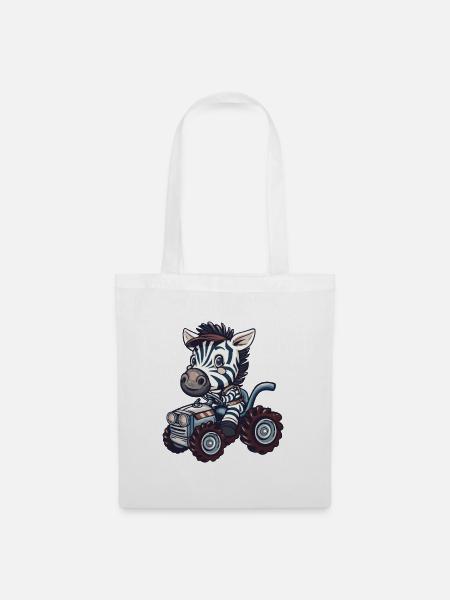 Zebra Traktor Farmer - Stoffbeutel - Weiß