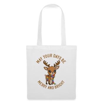 Que vos journées soient joyeuses !  Bébé renne Noël - Sac en tissu - blanc - Devant