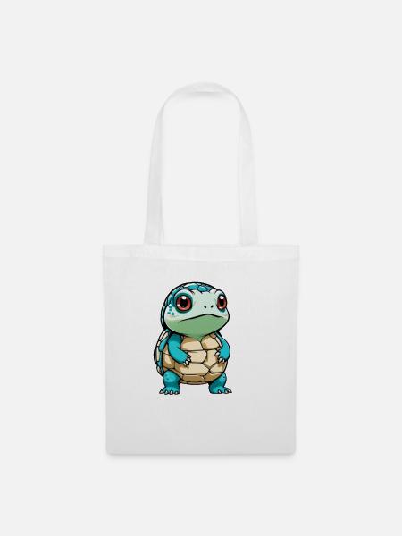 Kuschelige Schildkröte Cartoon - Stoffbeutel - Weiß