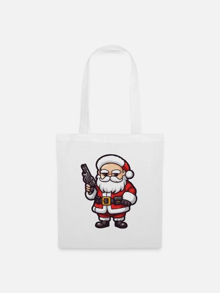 Weihnachtsmann Pistole Santa Weihnachten - Stoffbeutel - Weiß