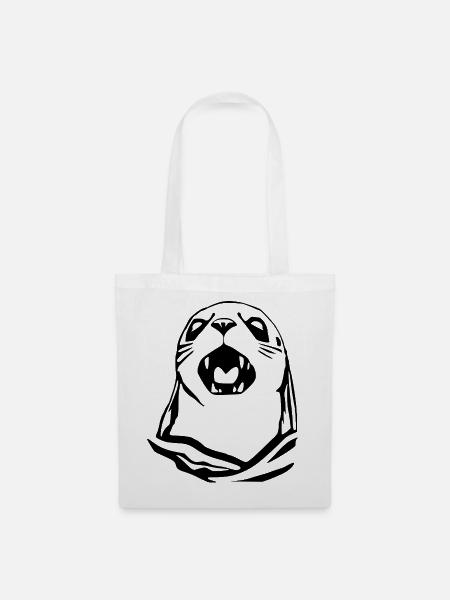 Seehund Robbe T-shirt Geschenk - Stoffbeutel - Weiß