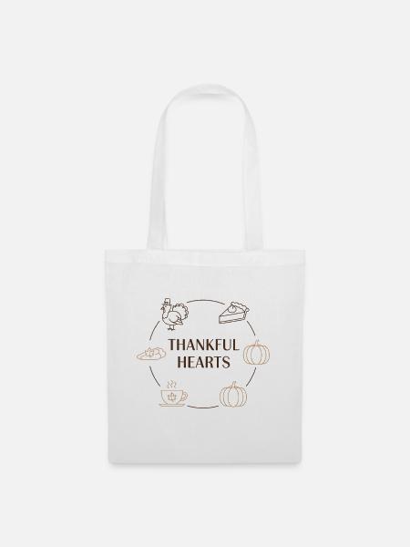 Dankbare Herzen Thanksgiving Kreis - Stoffbeutel - Weiß