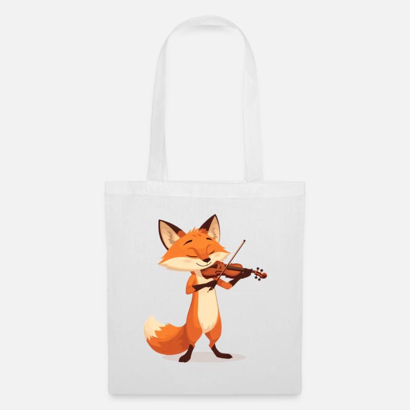 Fuchs Violine Fröhliche Melodien - Stoffbeutel - Weiß