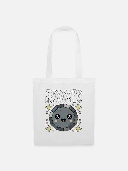 Schere Stein Papier Kawaii Rock - Stoffbeutel - Weiß