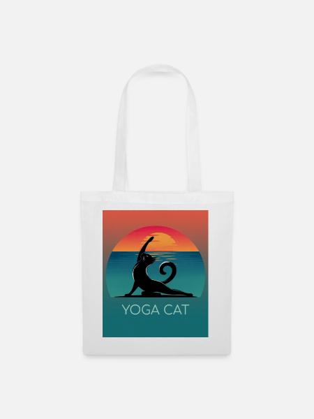 Yoga Cat – Entspanntes Design für Katzenfans - Stoffbeutel - Weiß