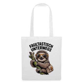 Faultastisch unterwegs mit Faultier und Humor  - Stoffbeutel - Weiß - Vorne