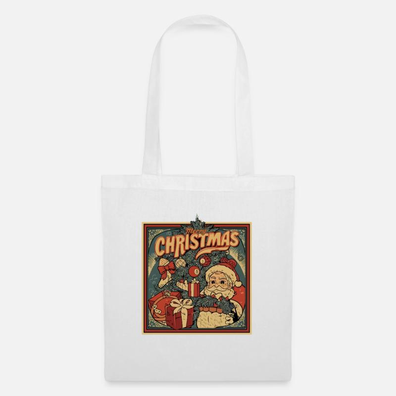 Vintage Weihnachtsmann Geschenkzeit - Stoffbeutel - Weiß