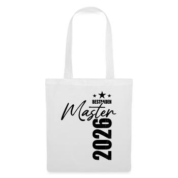 Master bestanden 2026 - Prüfung - Erfolg - Stoffbeutel - Weiß - Vorne