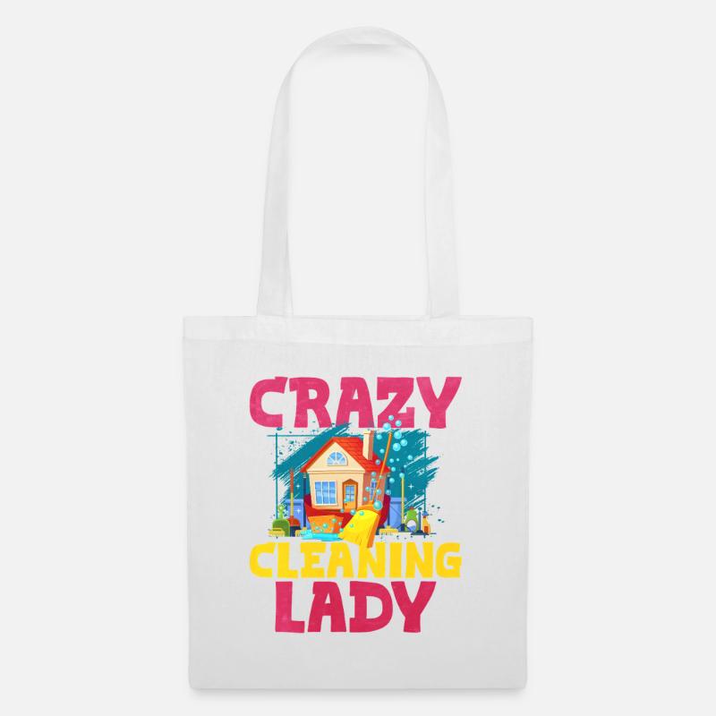 Crazy Cleaning Lady - Stoffbeutel - Weiß