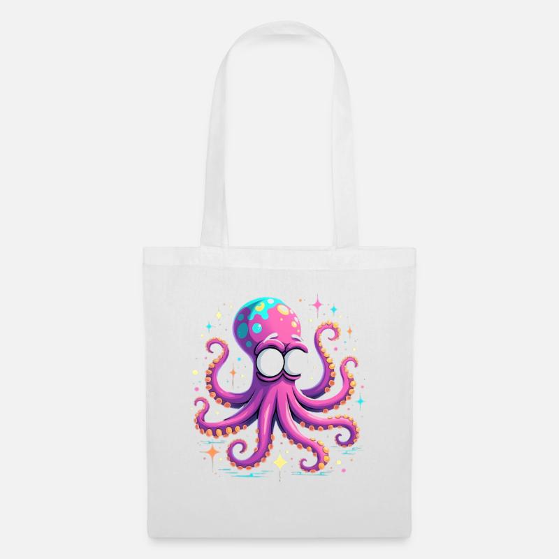 Explosion de couleurs de pieuvre néon - Sac en tissu - blanc