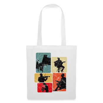 Musik Silhouetten Collage - Stoffbeutel - Weiß - Vorne