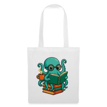 Octopus Reading Book Funny Ocean Nerd Bookworm - Tote Bag - white - Front
