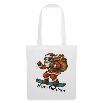 Santa Snowboard Merry Christmas - Stoffbeutel - Weiß - Vorne
