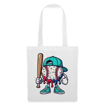 Schmelzendes Baseball-Maskottchen mit Schläger - Stoffbeutel - Weiß - Vorne