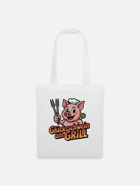  Glücksschwein Am Grill Lustiges BBQ Motto Für - Stoffbeutel - Weiß