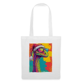 Portrait de Noël du Brontosaure Dinosaure - Sac en tissu - blanc - Devant