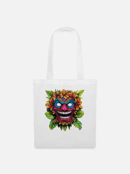 Tiki-Blütenmaske Farbexplosion - Stoffbeutel - Weiß