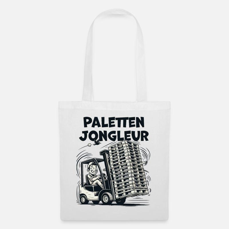 Paletten Jongleur Gabelstapler Lustig - Stoffbeutel - Weiß