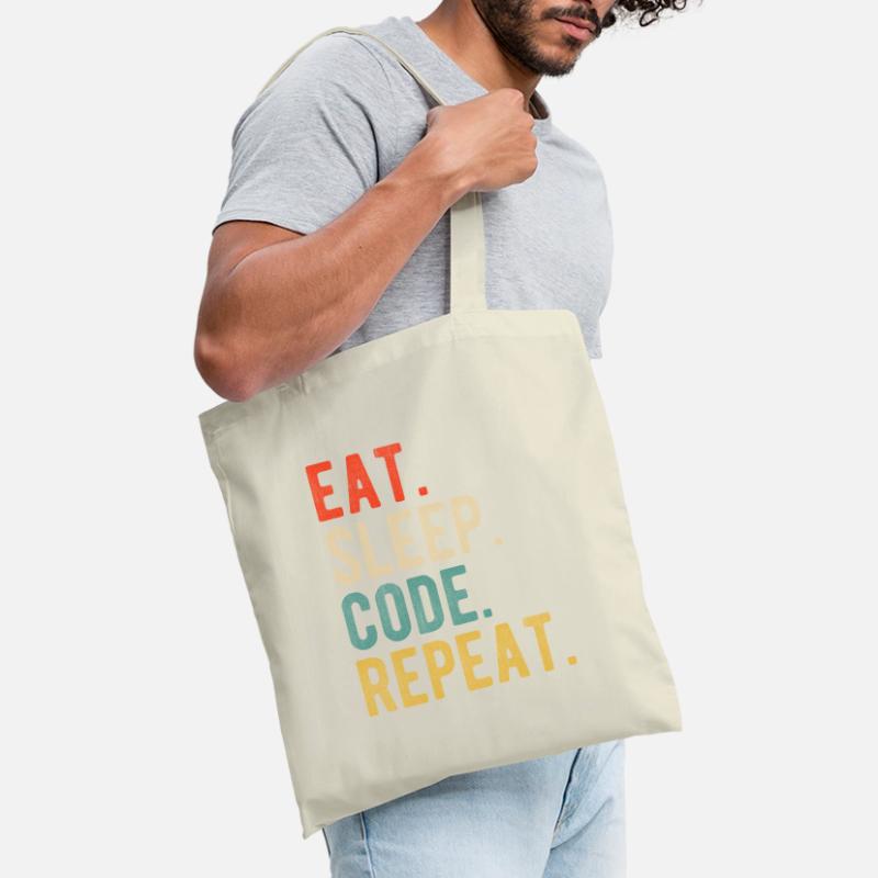 Eat Sleep Code Repeat Programmer Nerd Retro Tote Bag