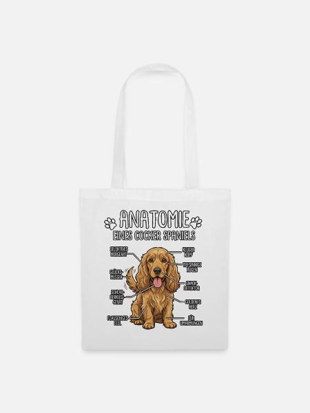 Cocker Spaniel: Die wahre Anatomie - Stoffbeutel - Weiß