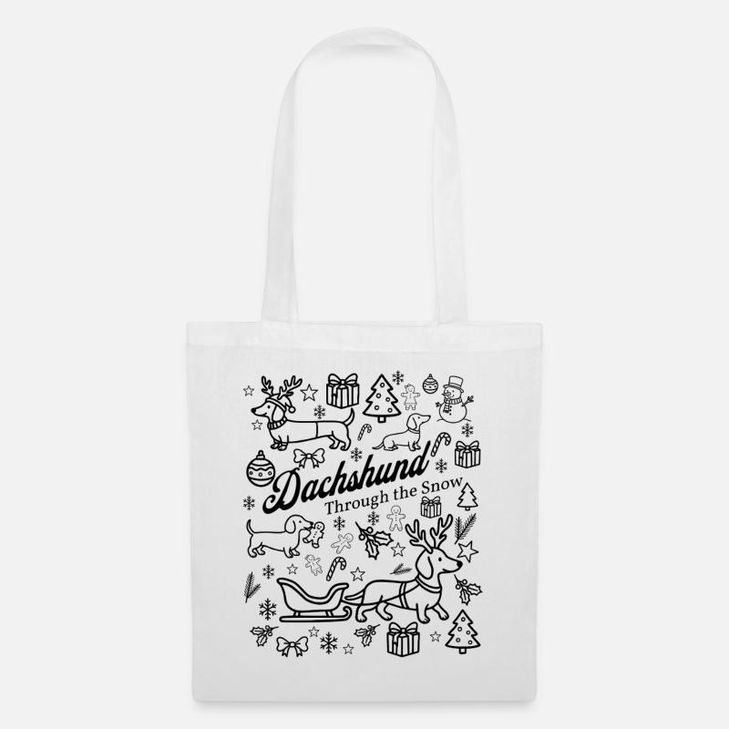 Conception de la neige teckel - Sac en tissu - blanc