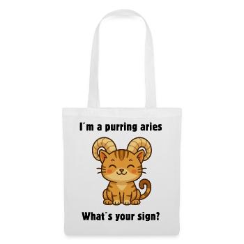 Cute Aries Cat – Strong Zodiac Sign Design - Tote Bag - white - Front