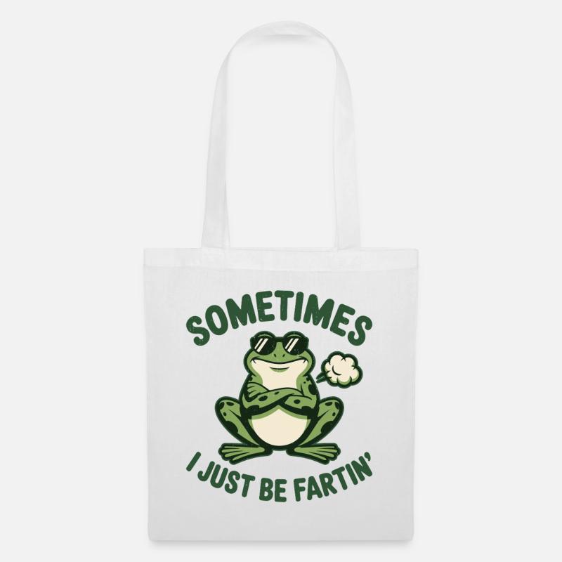 Manchmal ich einfach einen komischen Vintage-Frosch - Stoffbeutel - Weiß