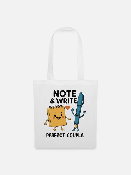 Note & Write Perfect Couple Fun Design - Stoffbeutel - Weiß