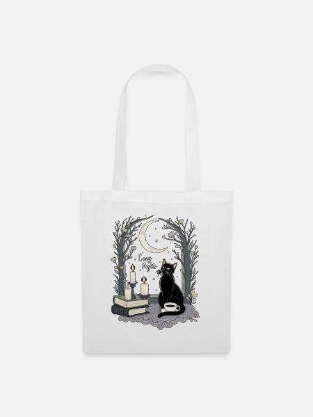 Cozy Nights Cozy Goth Katze - Stoffbeutel - Weiß