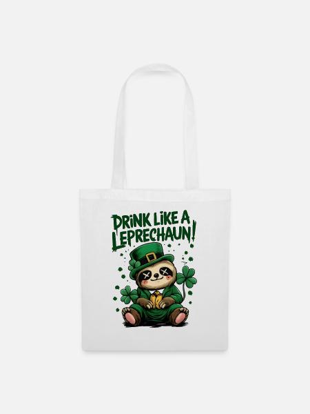 Faultier Leprechaun St. Patrick's Day Design - Stoffbeutel - Weiß