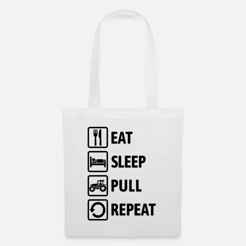 Eat Sleep Pull Repeat - Traktor fahren - Bauer - Stoffbeutel - Weiß