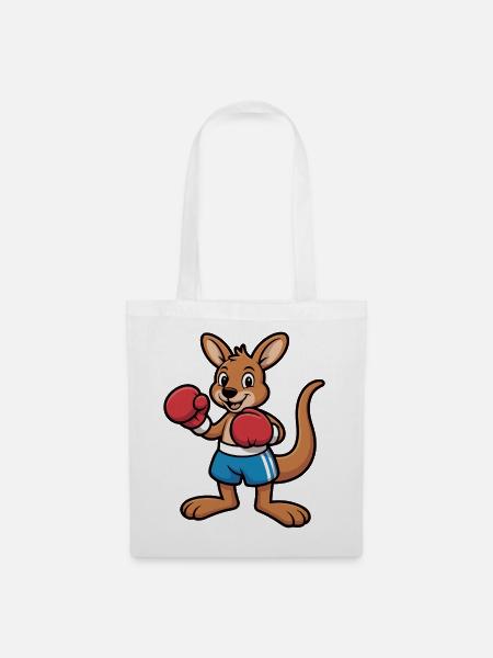 Känguru Boxer Cartoon – Ringkämpfer - Stoffbeutel - Weiß
