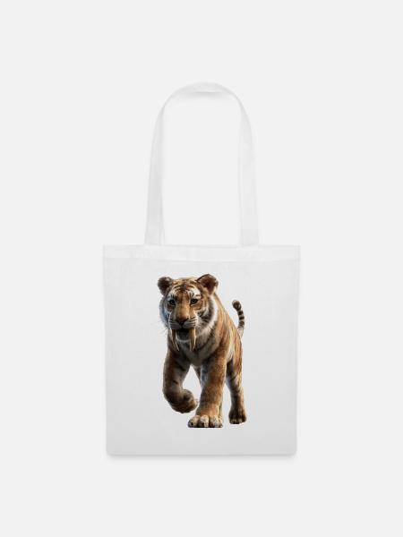 Säbelzahntiger Smilodon Raubkatze Säbelzahn Tiger - Stoffbeutel - Weiß