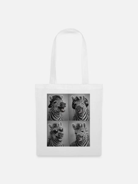 Zebra - Stoffbeutel - Weiß