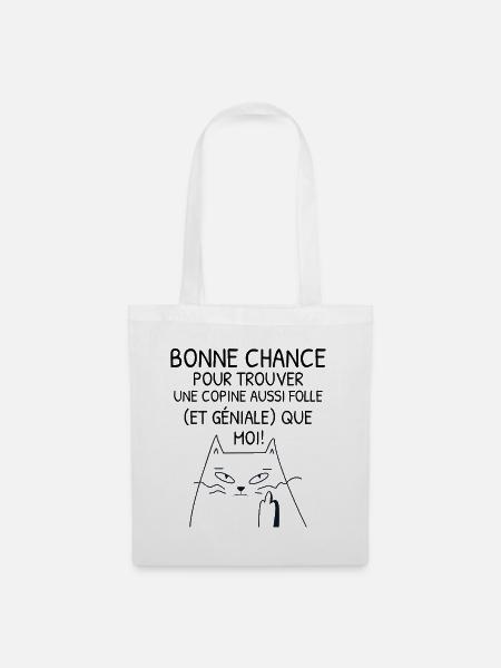 Verrückter und großartiger Freundin-Humor – Lustige Katze - Stoffbeutel - Weiß