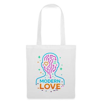 Amour moderne, amour numérique tête néon Saint-Valentin - Sac en tissu - blanc - Devant